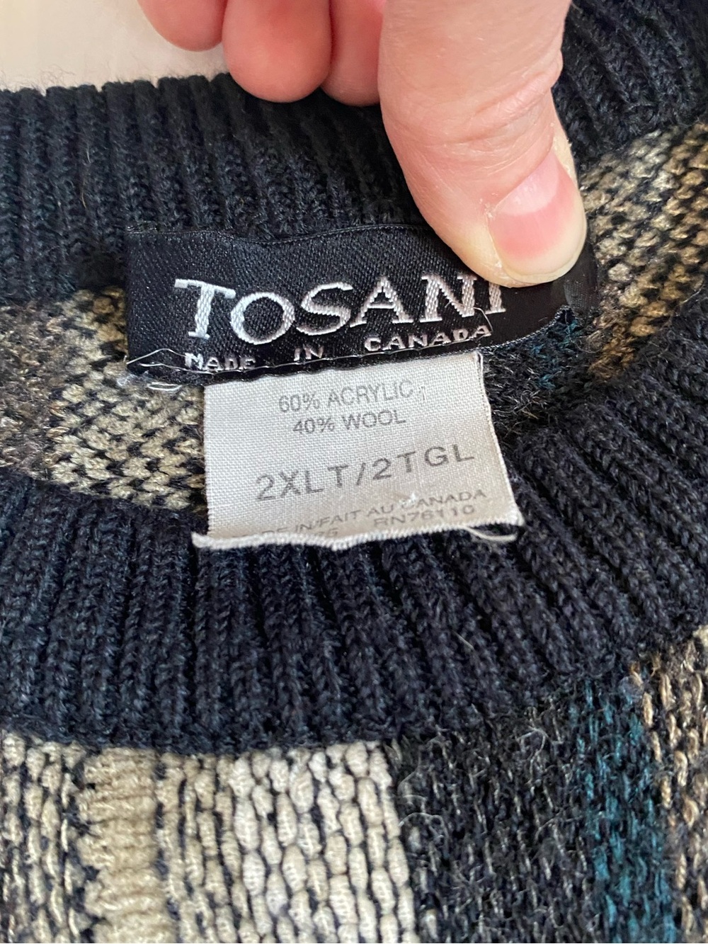 Tosani Wool Blend Eclectic Grandpa Coogi Style Psychedelic Crewneck Sweater 2XL - Picture 8 of 10